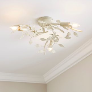 An Image of Chantelle Floral 3 Light Semi Flush Ceiling Fitting White
