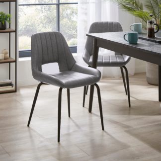 An Image of Arden Set of 2 Dining Chairs, Faux Leather Faux Leather Grey