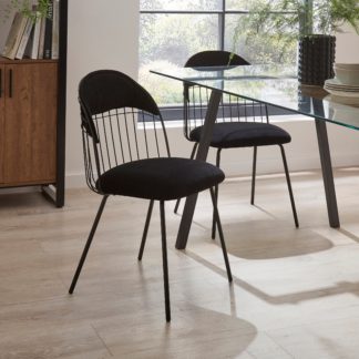 An Image of Marcela Set of 2 Chairs, Black Velvet Black Velvet