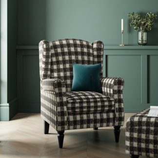 An Image of Oswald Boucle Check Armchair, Black Black