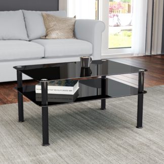 An Image of AVF Large Coffee Table, Black Glass with Black Legs Black