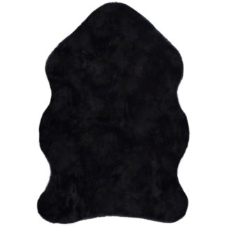 An Image of Supersoft Single Pelt Faux Fur Rug Black