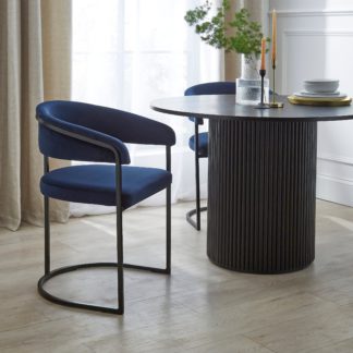 An Image of Zena Dining Chair, Luxe Navy Velvet Navy