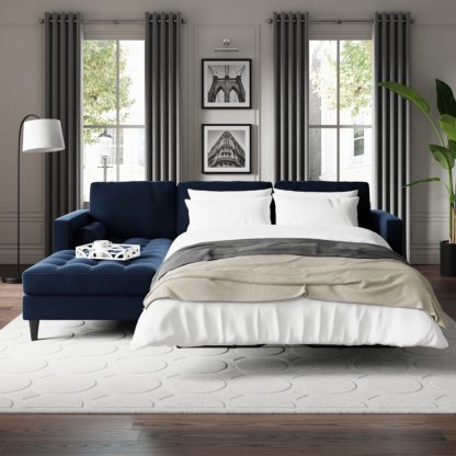 An Image of Zoe Velvet Corner Chaise Sofa Bed Velvet Luxe Navy