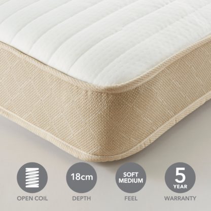 An Image of Dunelm Rolled Memory Foam Open Coil Mattress White