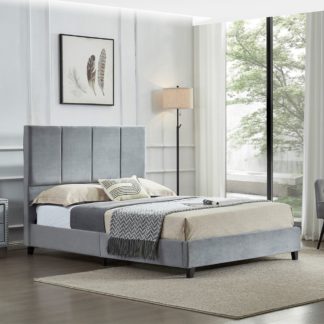 An Image of Lux - King Size - Low Foot-End Bed - Grey - Fabric - 5ft