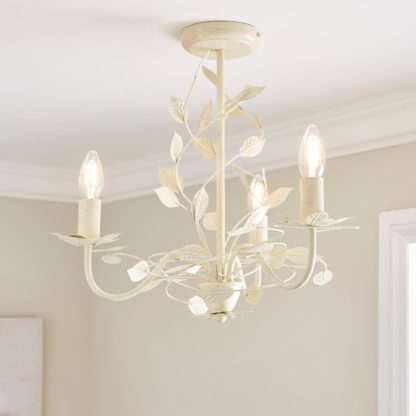 An Image of Chantelle Floral 3 Light Chandelier White