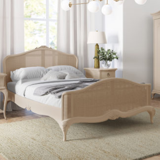 An Image of Willis and Gambier Ivory - King Size - Ivory Wooden Rattan Bed - Ivory - Wood/Rattan - 5ft