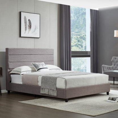 An Image of Lucas - Double - Low Foot-End Bed - Grey - Fabric - 4ft6
