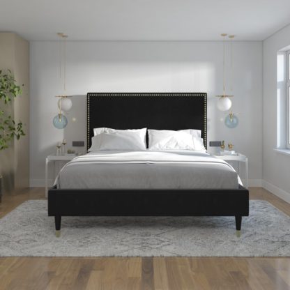 An Image of Cosmo Audrey Velvet Bed Velvet Black