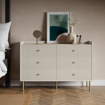 An Image of Georgi Wide 6 Drawer Chest Black