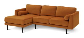 An Image of Habitat Jacob Fabric Left Hand Corner Sofa - Orange