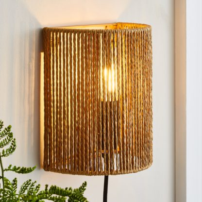 An Image of Kabir String Plug In Wall Light Brown