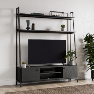 An Image of Fulton Black Ladder Shelf TV Stand Black