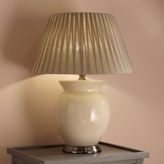 An Image of Hadley Cream Ceramic Table Lamp Cream