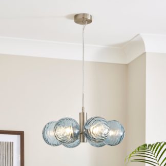 An Image of Aqua 6 Light Pendant Ceiling Fitting Aqua (Blue)