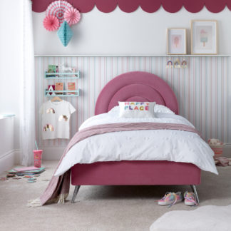 An Image of Rainbow Pink Velvet Kids Bed - 3FT Single