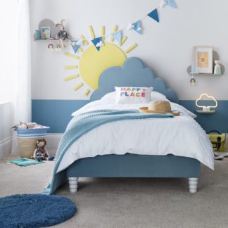 An Image of Cloud Blue Velvet Kids Bed - 3FT Single