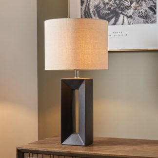 An Image of Block Tall Black Ceramic Table Lamp Black