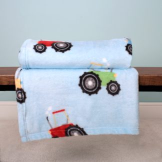 An Image of Farmyard Friends Blue Throw 120cm x 150cm Blue