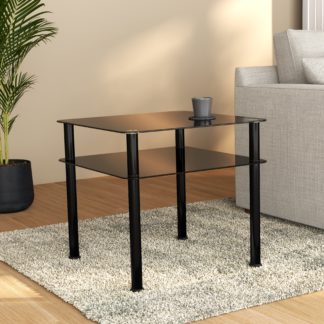 An Image of AVF Side Coffee Table, Black Glass with Black Legs Black