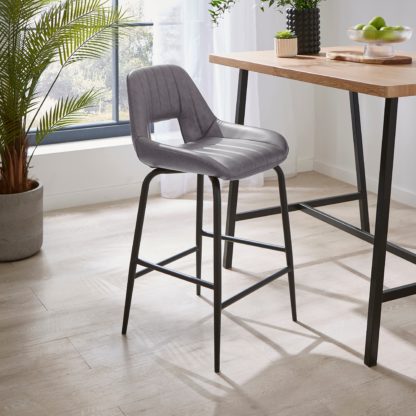 An Image of Arden Bar Stool, Faux Leather Brown