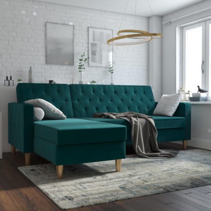 An Image of Cosmo Liberty Velvet Futon Velvet Green