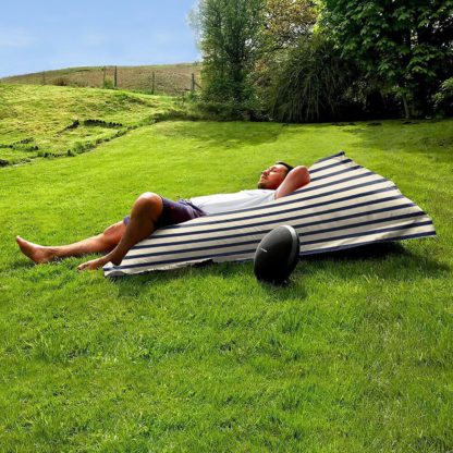 An Image of rucomfy Stripe Indoor Outdoor Bean Bag - Red & White