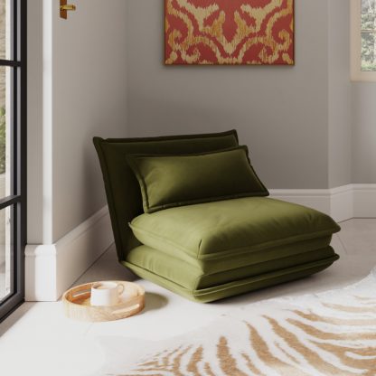 An Image of Jackson Velvet Foldable Single Sofa Bed Velvet Orange Umber