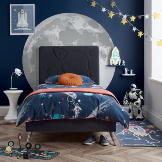 An Image of Space Dark Grey Velvet Kids Bed - 3FT Single