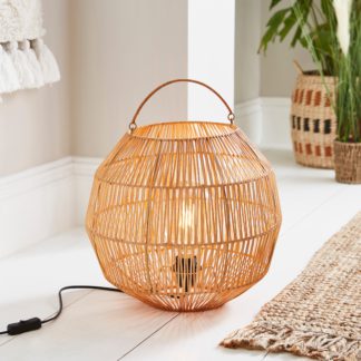 An Image of Wicker Woven Floor Lamp with Handle Brown