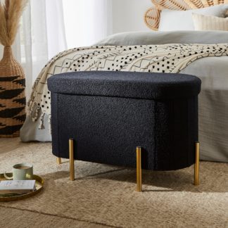 An Image of Boucle Lozenge Ottoman Black