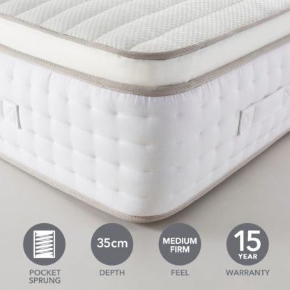 90d2266046d1a664a4f1e906f64560ceb01a0c6b8f962e945e7e8639dd3da1b4.jpg An Image of Hotel Gel Pillow Top 2000 Pocket Sprung Mattress White