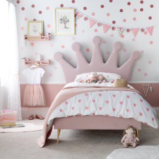 An Image of Princess Pink Velvet Kids Bed - 3FT Single
