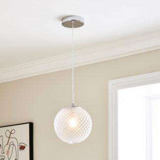 An Image of Vaughn 1 Light Globe Glass Pendant Fitting Silver