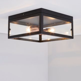 An Image of Aneska 2 Light Black and Copper Flush Ceiling Fitting Black