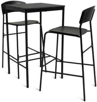 An Image of Habitat Stella Metal Bar Table & 2 Black Bar Stools