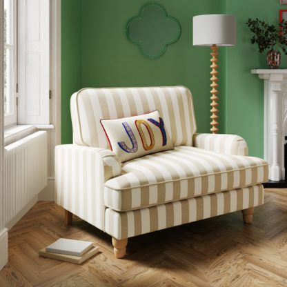 An Image of Beatrice Woven Stripe Snuggle Chair Woven Stripe Coral