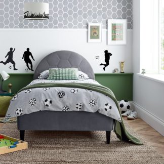 An Image of Football Grey Velvet Kids Bed - 3FT Single