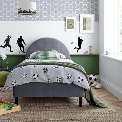 9d6be9761a4a11b564376bbf7c4bf96bc89e68f6fc04d0aa2ee79b7c4ee4c6ac.jpg An Image of Football Grey Velvet Kids Bed - 3FT Single