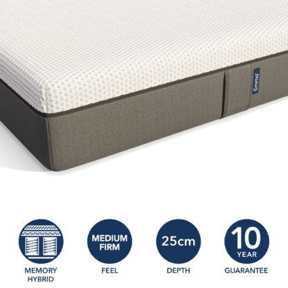 An Image of Emma Premium Memory Foam Pocket Sprung Hybrid Mattress White