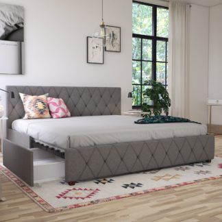 An Image of Cosmo Elizabeth Linen Bed Grey