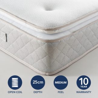 An Image of Fogarty Memory Foam Pillow Top Open Coil Mattress White