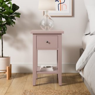 An Image of Lynton Compact Bedside Table, Pink Pink