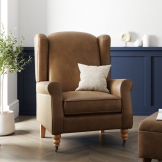 An Image of Oswald Faux Leather Armchair Tan Faux Leather Tan