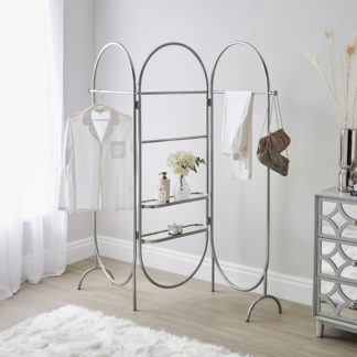 An Image of Smart Industrial Silver Concertina Clothes Rail Silver