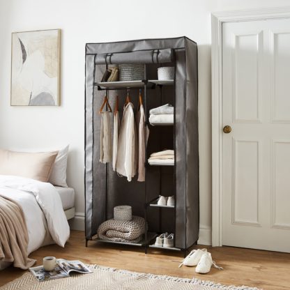 An Image of Single Fabric Wardrobe Grey