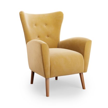 b8ea1cad7d0ce325a720e1061af85d72449700dda2e1760fbf5fe4fbef05d280.jpg An Image of Sven Velvet Modern Wing Chair Velvet Old Gold