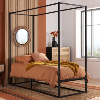 An Image of Farringdon Metal 4 Poster Bed Black