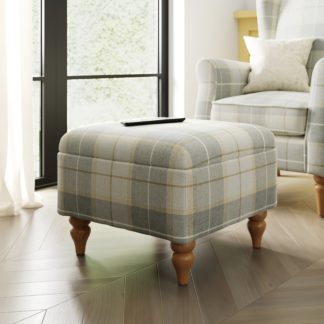 An Image of Oswald Check Footstool, Natural Grey Grey